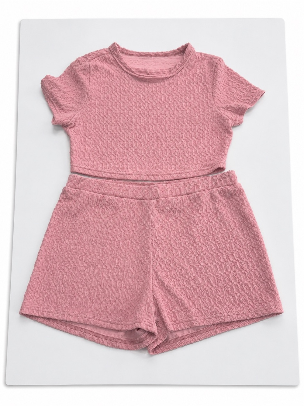 Shein Pink Textured Short Set - Brand